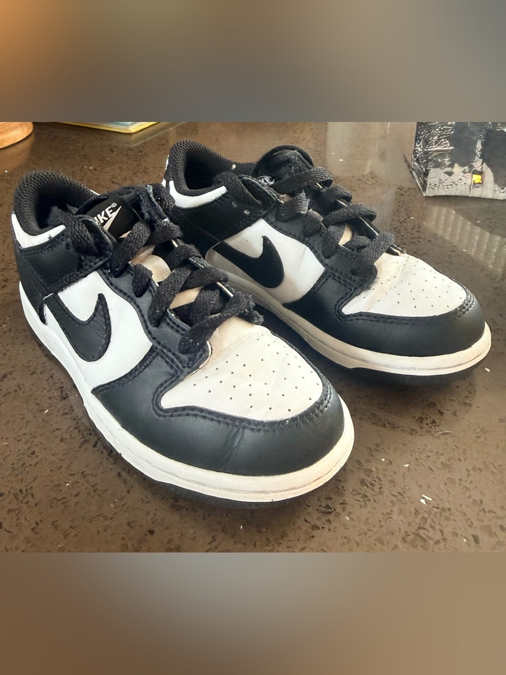 Nike Kids Black and White Low-Top Sneakers with Swoosh